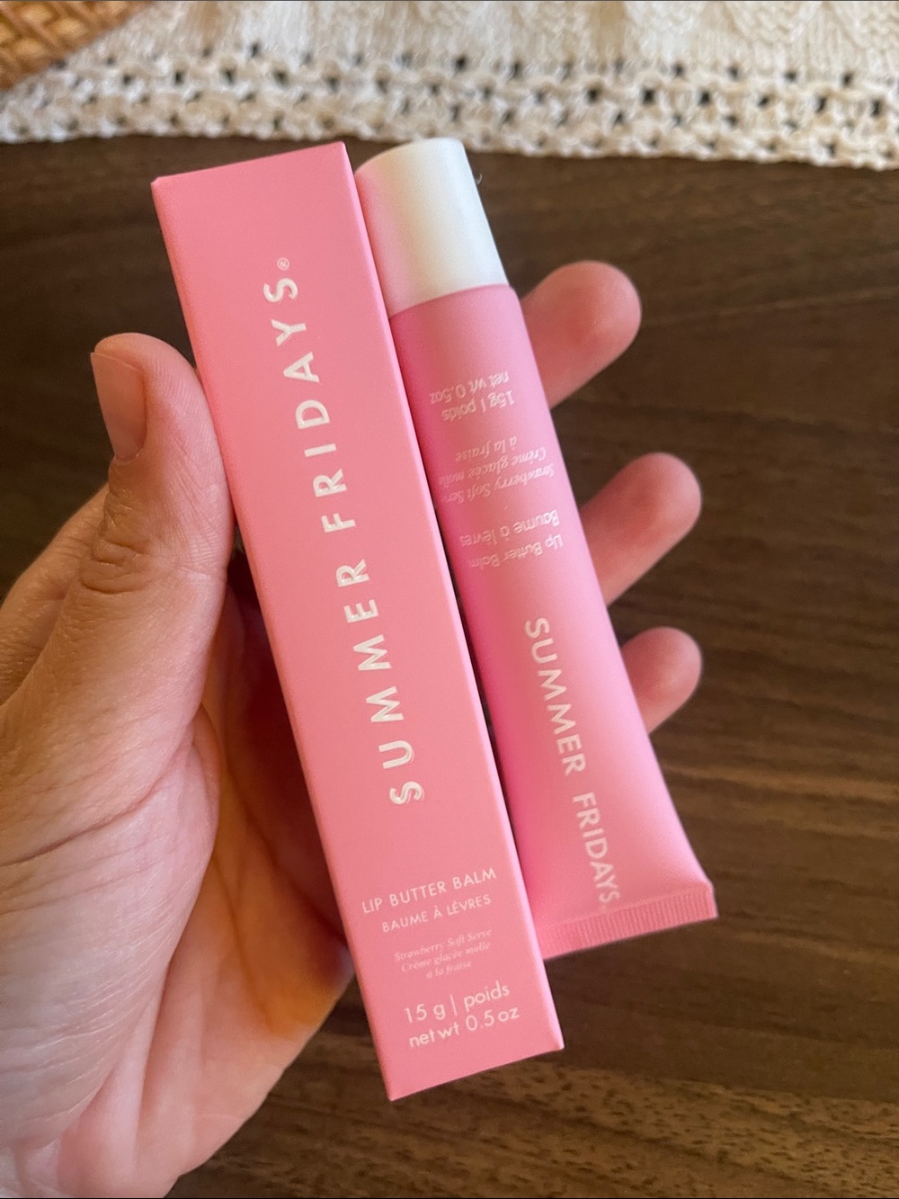 Summer Fridays Pink Lip Butter Balm Tube & Box